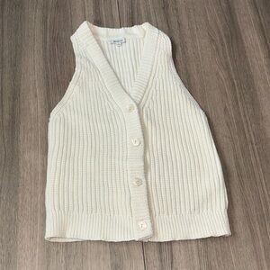 Madewell Cream Ribbed Knit Sweater Vest Button Front Size M EUC